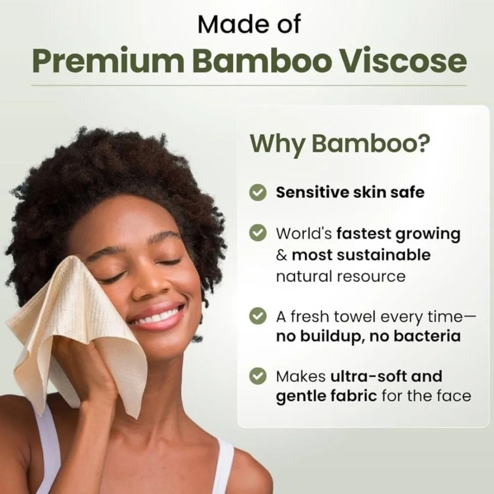 Clean Skin Club Bamboo Viscose Ultra Soft BioBased Face Towel 1Pkg XL 50 Ct.